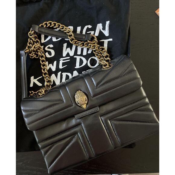 New Kurt Geiger London Black “KENSINGTON”Medium ” 10’ Quilted Leather Shoulder B - Picture 1 of 8
